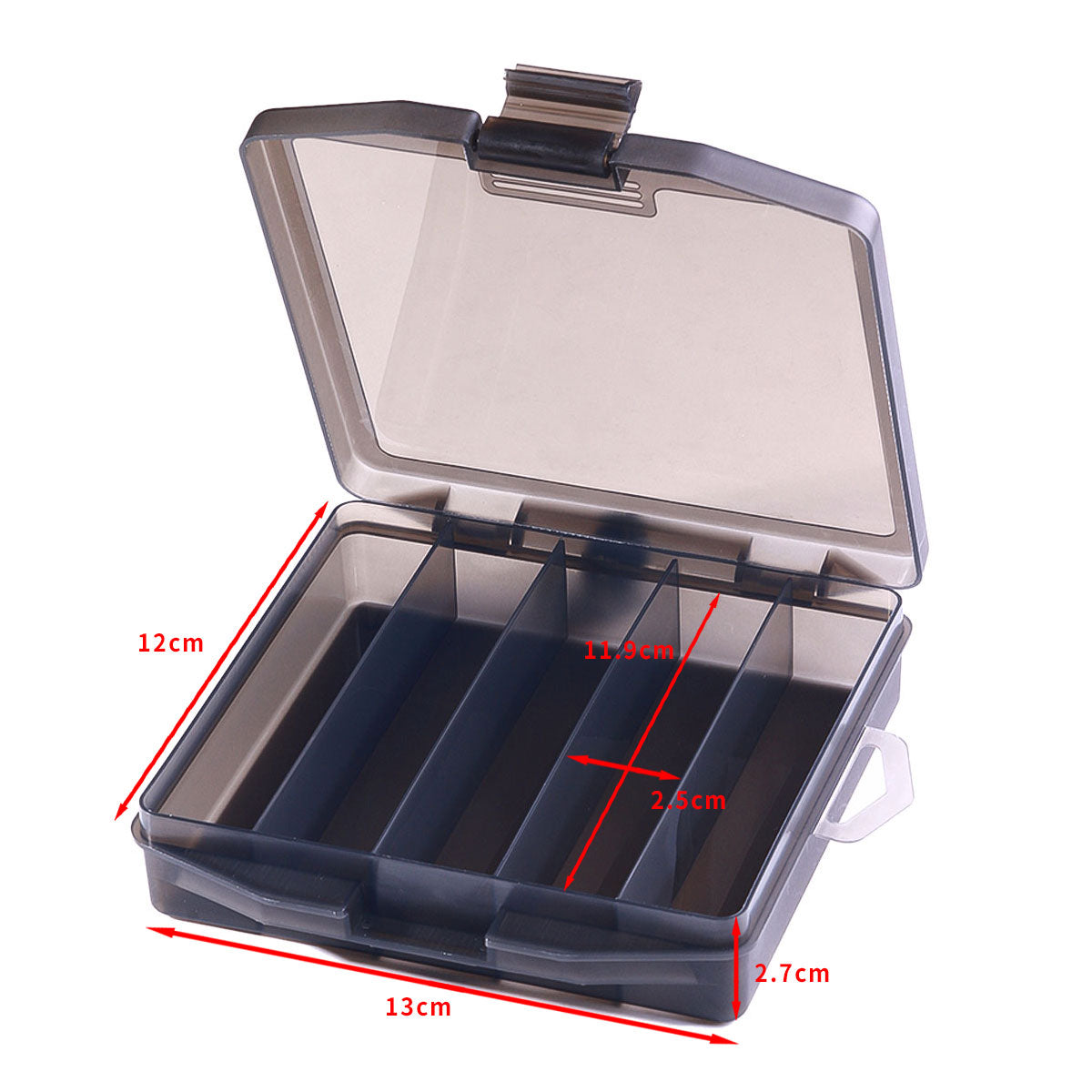 5 Compartments Fishing Tackle Box Grey QT054