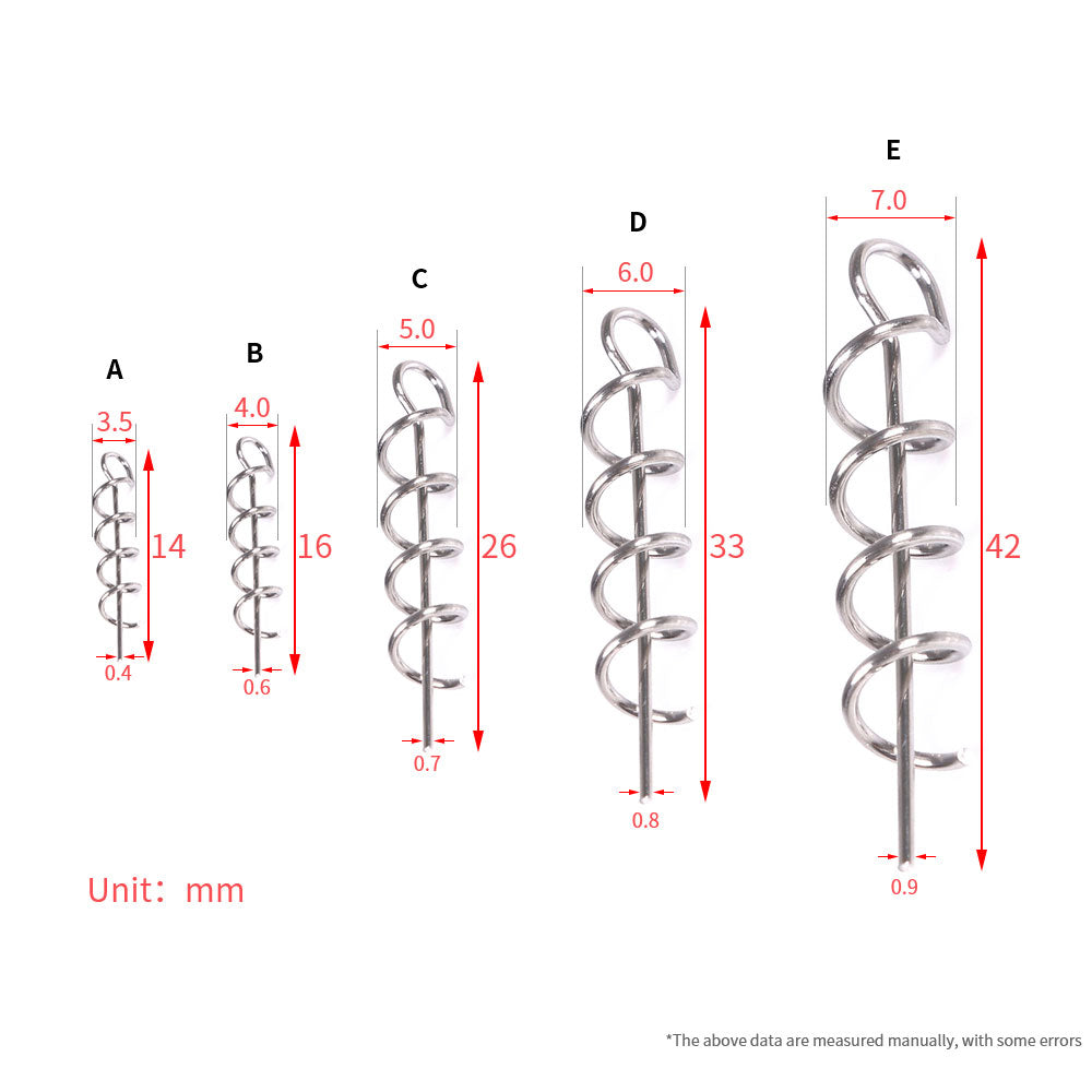 50PCS Fishing Hook Connector Soft Bait Spring Centering Pins
