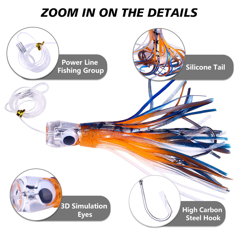 6pcs box set 22CM 100G Trolling Octopus Buzzbait Skirt Baits
