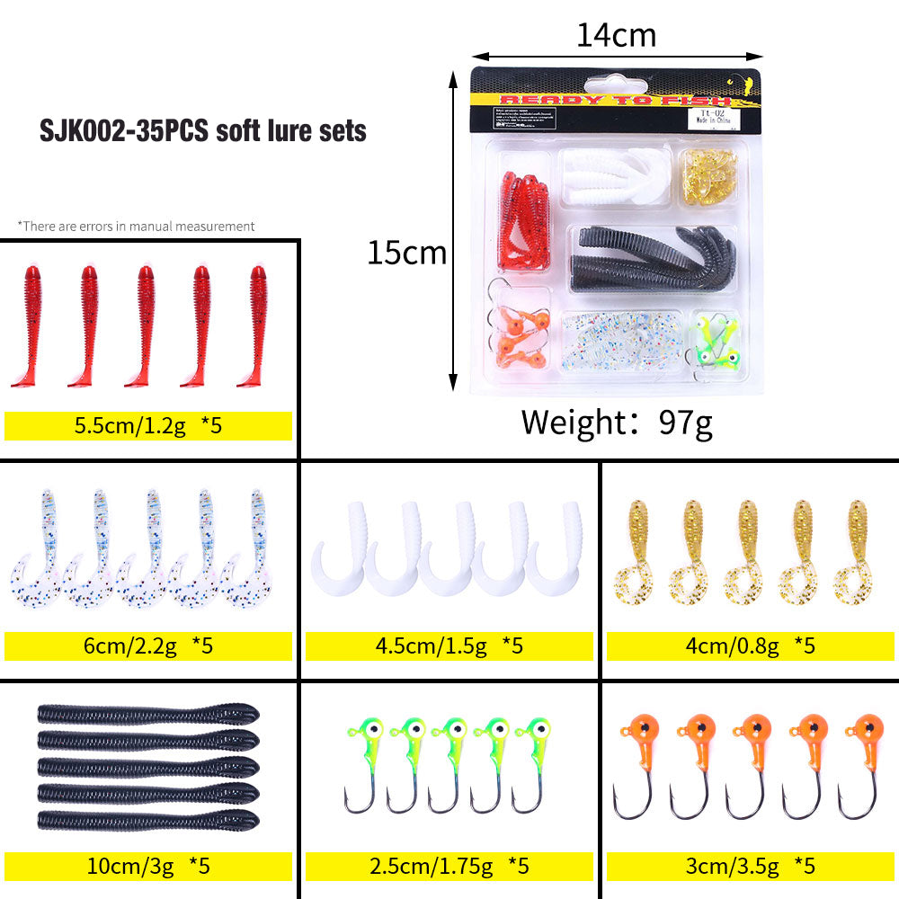 Grub Soft Bait with Jig Hook Sets