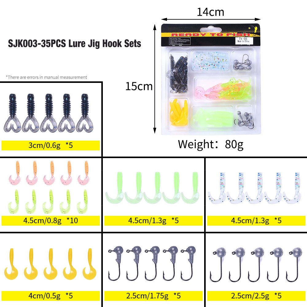 Grub Soft Bait with Jig Hook Sets
