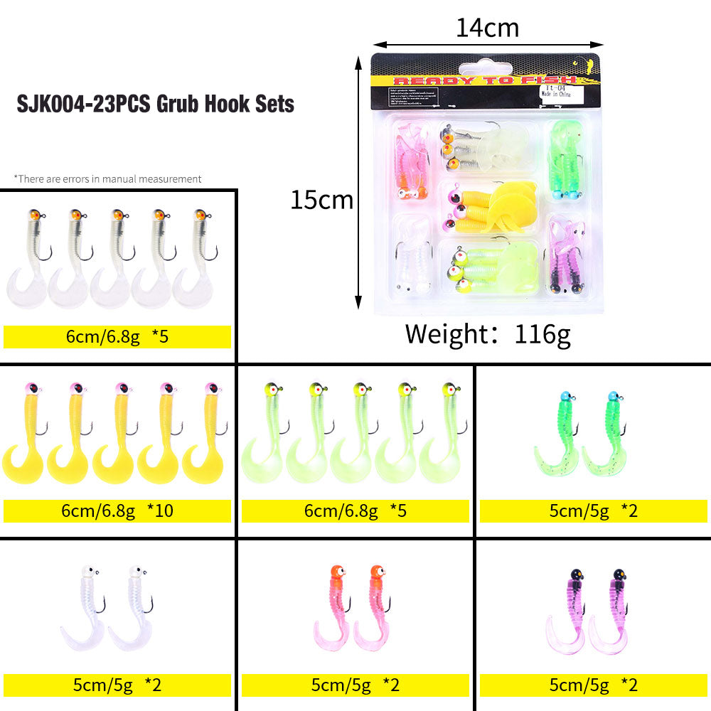 Grub Soft Bait with Jig Hook Sets
