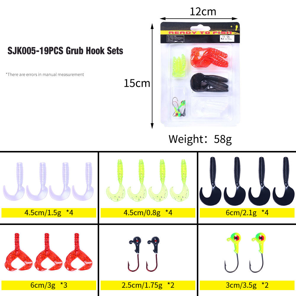 Grub Soft Bait with Jig Hook Sets