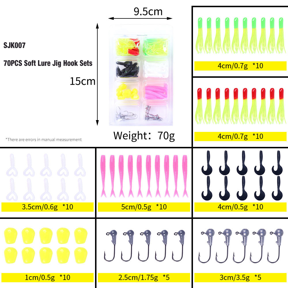 Grub Soft Bait with Jig Hook Sets