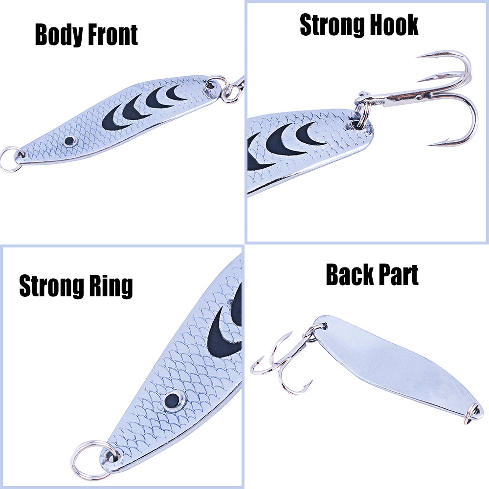 1.96'' 0.23oz Metal Spoon Lures with Black Shape