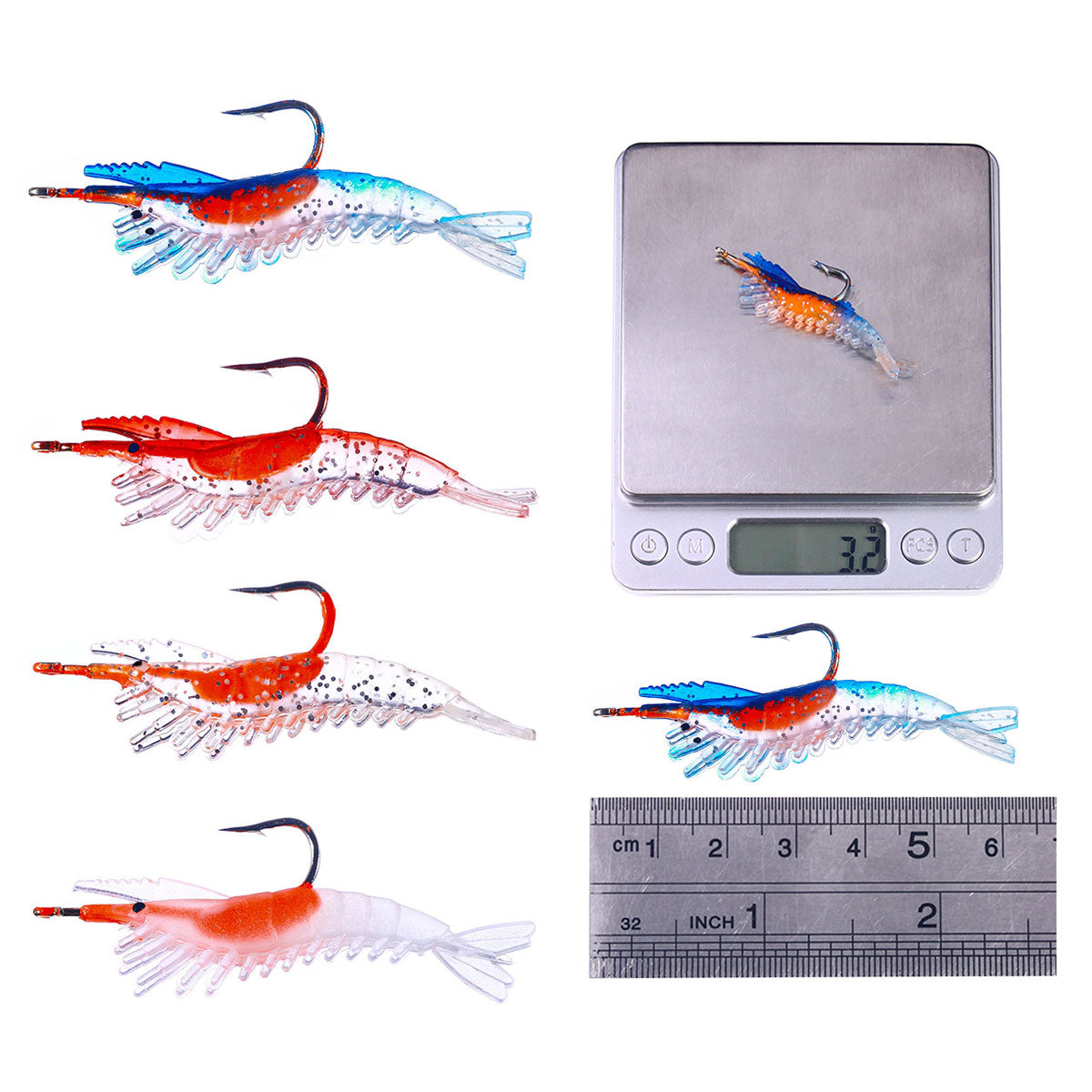Rigged Jigs Soft Shrimp Lures 5pcs/bag