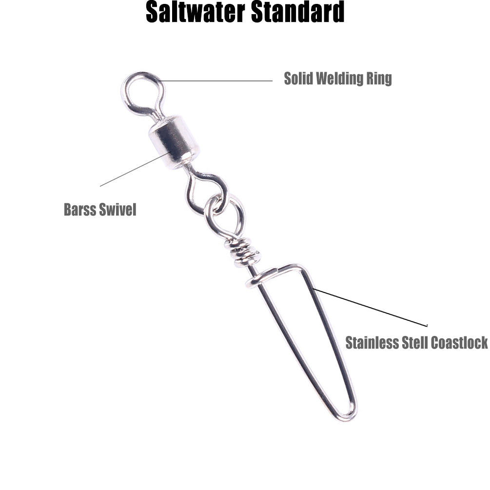 Fishing Ball Bearing Swivel with Coastlock Snap
