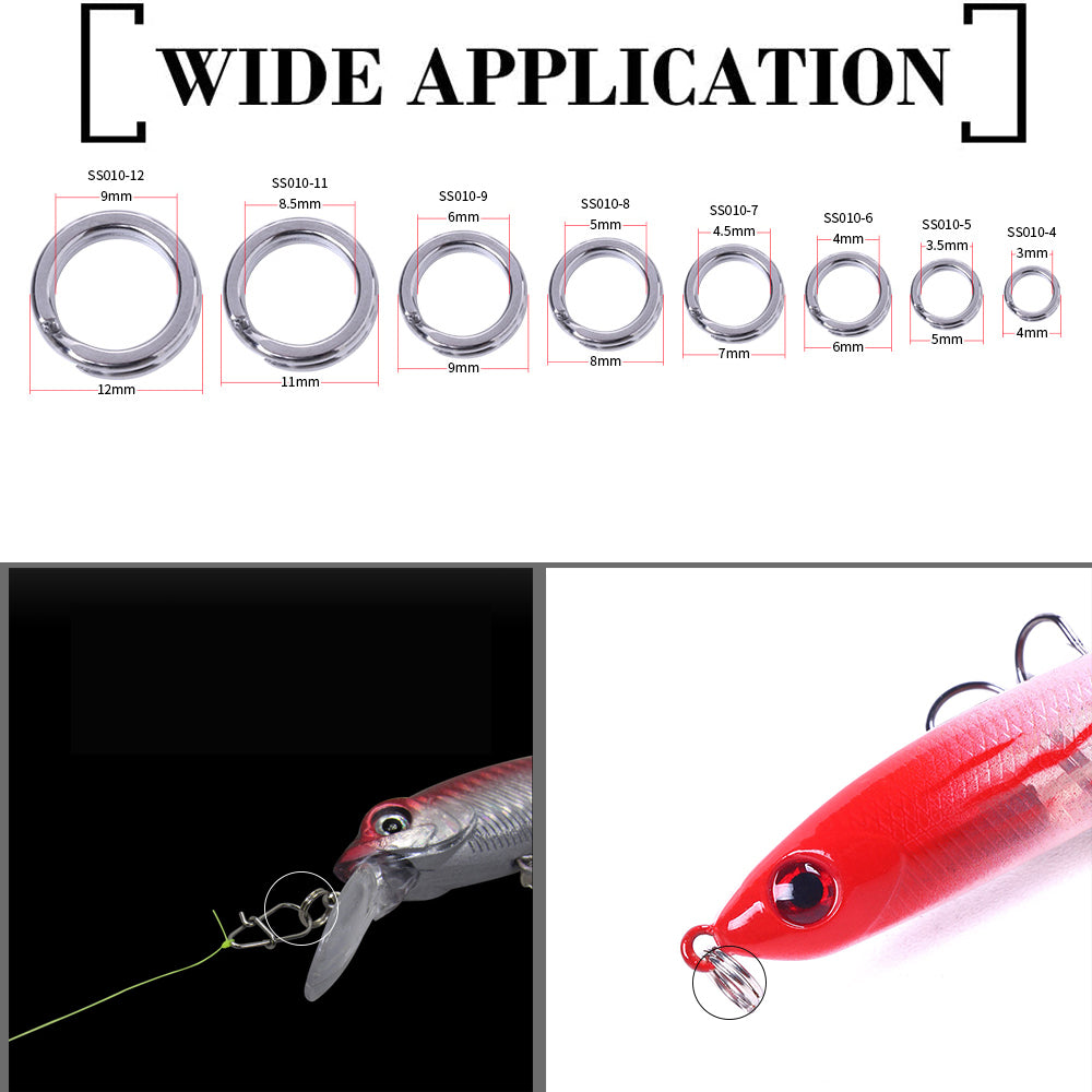 50pcs Stainless Steel Fishing Ring  Split Rings Change Hook Connector Tool SS010