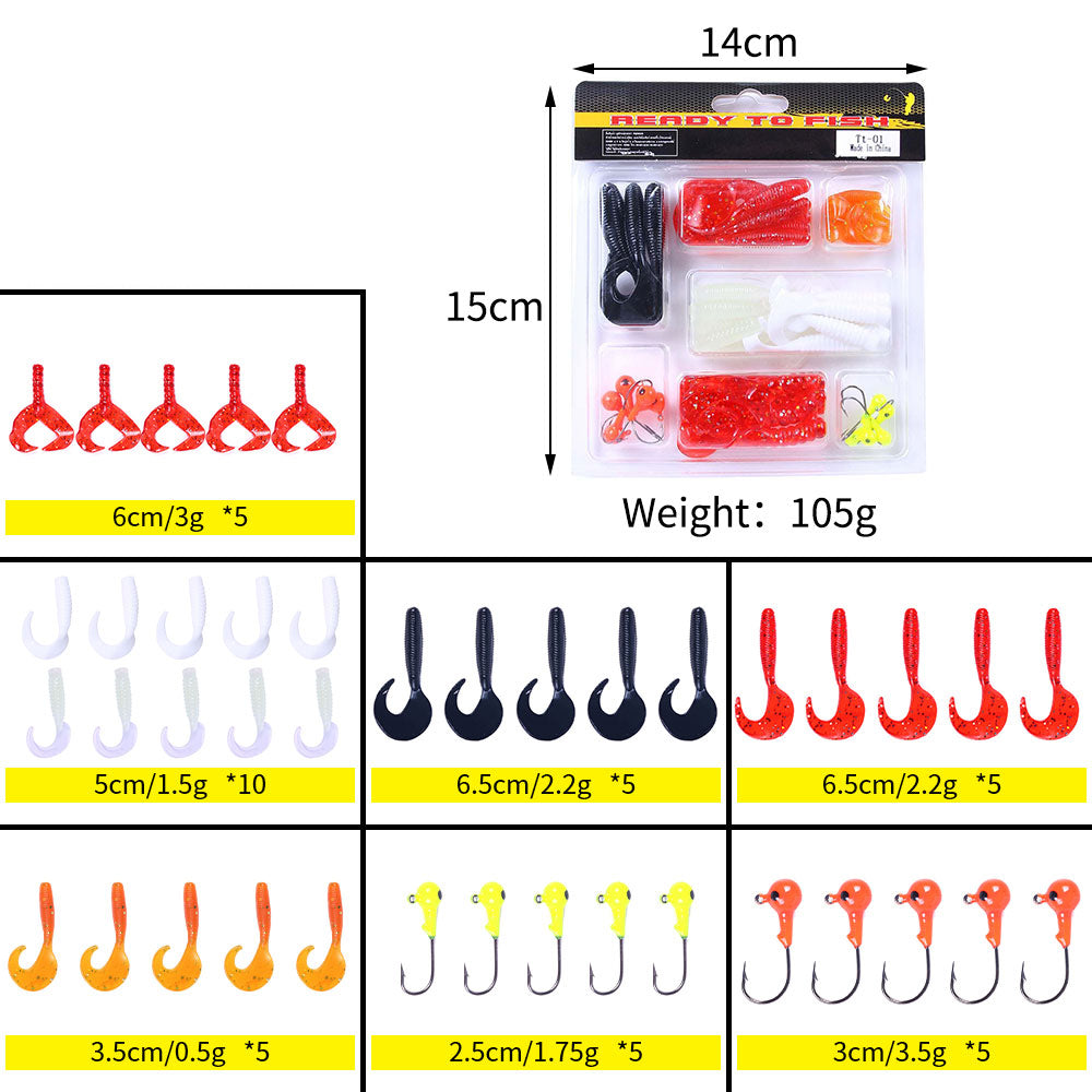 Grub Soft Bait with Jig Hook Sets