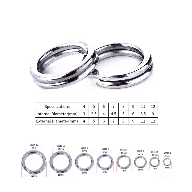 50pcs Stainless Steel Fishing Ring  Split Rings Change Hook Connector Tool SS010