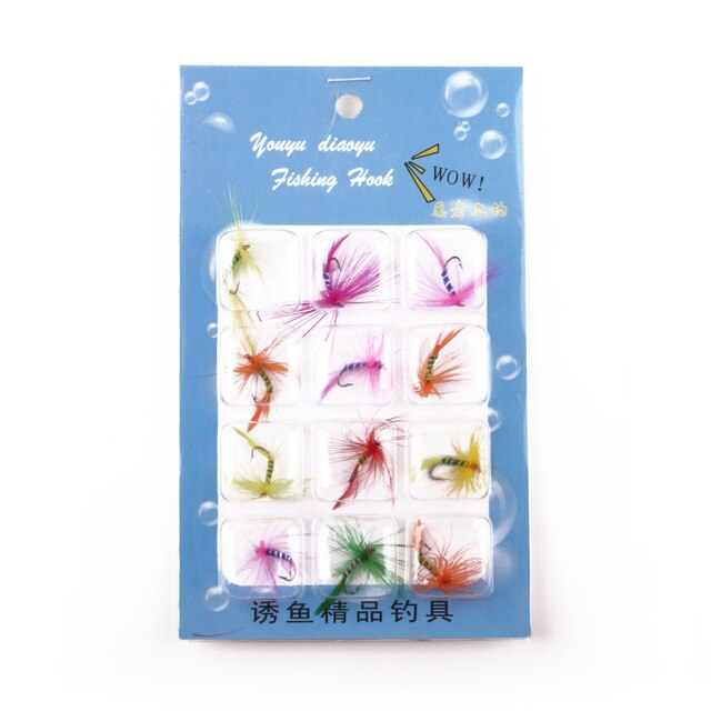 Multicolor Fly Trout Fishing Hooks 12pcs