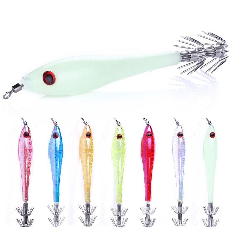 Buy HENGJIA 5pcs/bag Plastic Squid Jigs Colorful Luminous Jig Hook