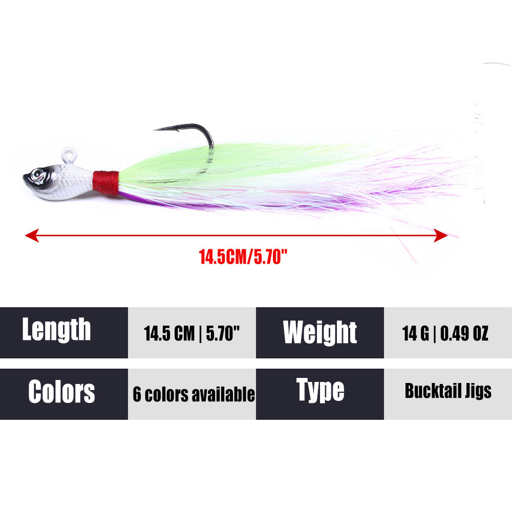 Bucktail Jig Soft Feather Tail Swimbait