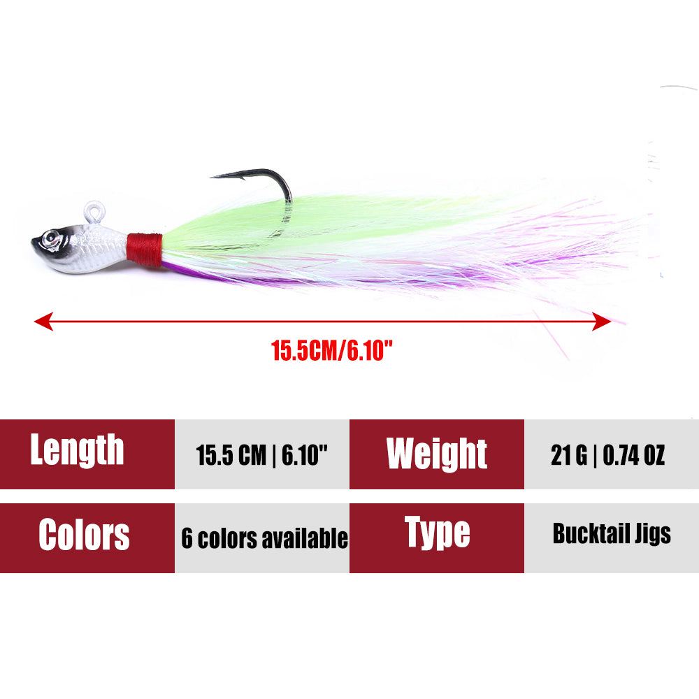 Bucktail Jig Soft Feather Tail Swimbait