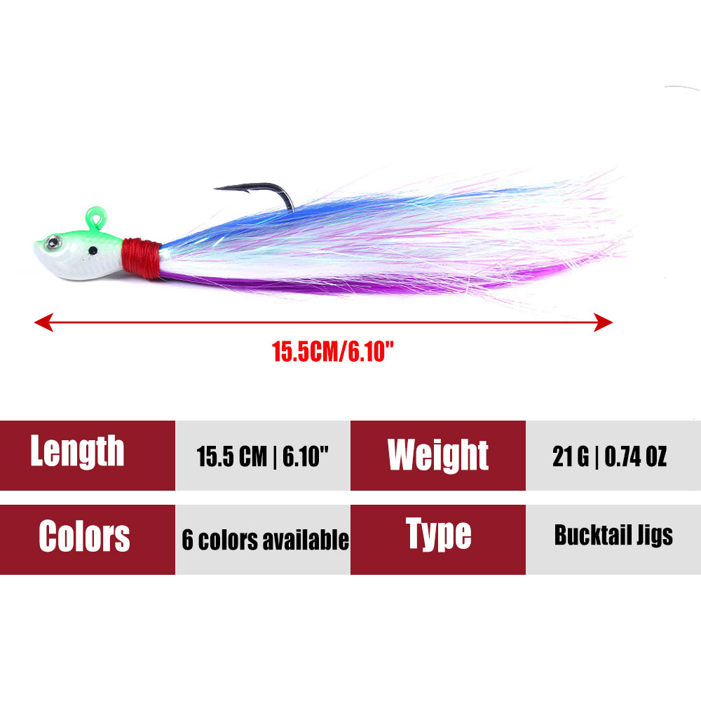Bucktail Jig Soft Feather Tail Swimbait