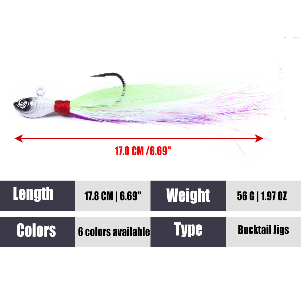 Bucktail Jig Soft Feather Tail Swimbait