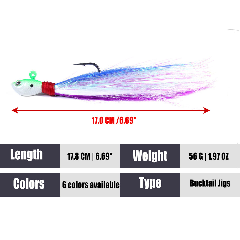 Bucktail Jig Soft Feather Tail Swimbait