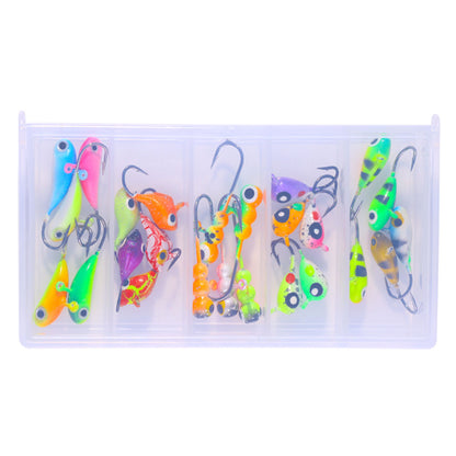 HENGJIA Ice Jig Lead Set Vertical Metal Maggots Worm Fishing Bait Lure Hook for River Lake Stream Fishing