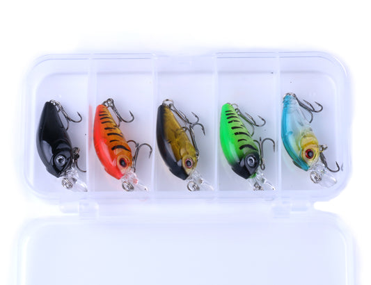 HENGJIA 5pcs box set 4.5CM/4G Topwater Small Crankbait Fishing Lures for Bass Trout