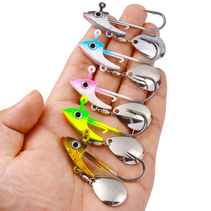 5pcs set Mix Color HENGJIA 7g Metal Jig Head  Hooks Barbed with Spinner Blade for Soft Worm Bait