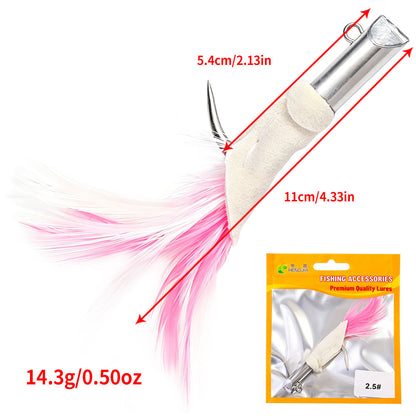 0.5oz 0.74oz 0.88oz Tube Jig Head  Feather Saltwater Fishing Hooks