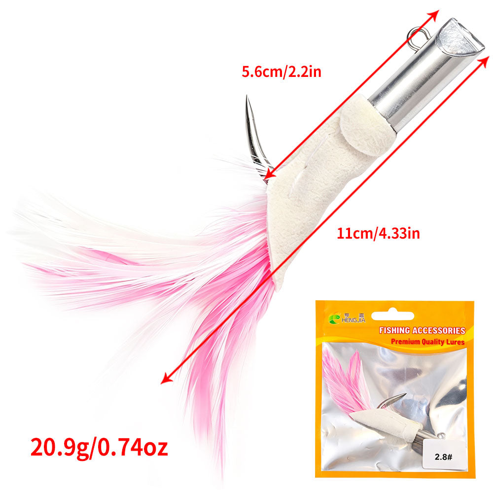 0.5oz 0.74oz 0.88oz Tube Jig Head  Feather Saltwater Fishing Hooks