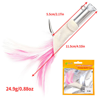 0.5oz 0.74oz 0.88oz Tube Jig Head  Feather Saltwater Fishing Hooks