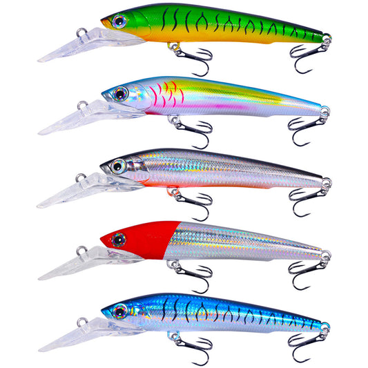 5pcs set 9.44 inch 3.35oz HENGJIA 24cm 95g Hard Plastic Minnow Lure Deep Diving Heavy Minnow Bait