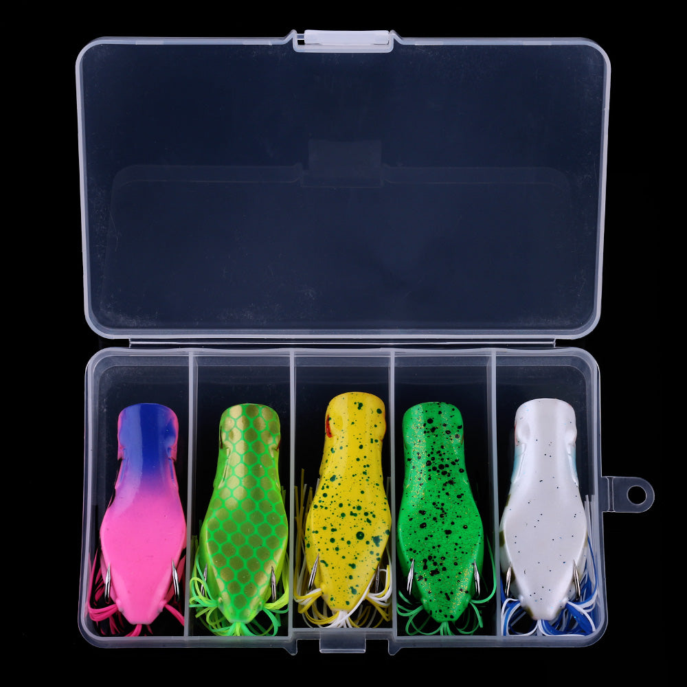 5pcs box set HENGJIA 2 3/4in 1/2oz Soft Frog Lure Bait