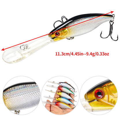 8pcs/set 4.33inch 0.32oz Long Lip Board Diving Minnow Lure
