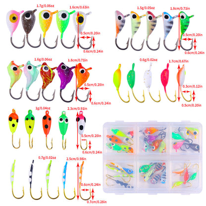 HENGJIA Ice Jig Lead Set Vertical Metal Maggots Worm Fishing Bait Lure Hook for River Lake Stream Fishing