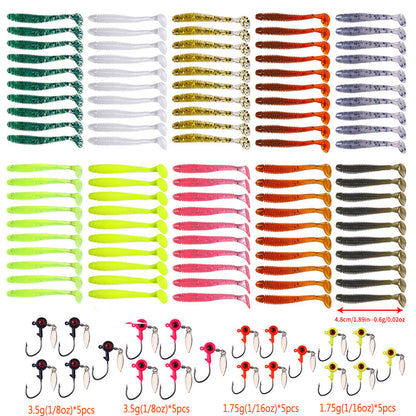 120pcs Soft Bait Hook Lure Sets