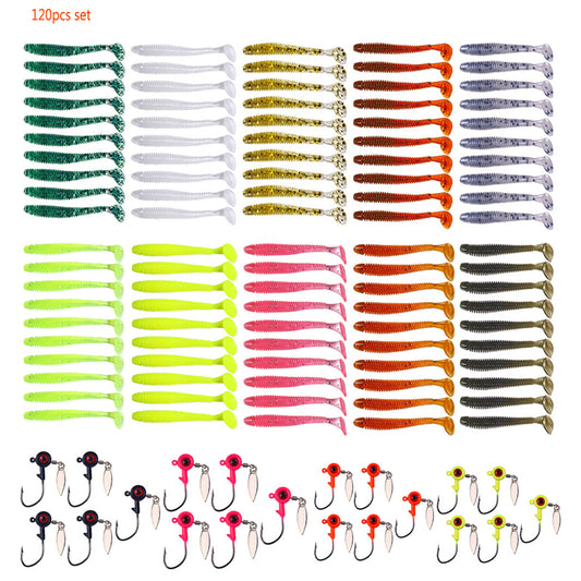 120pcs Soft Bait Hook Lure Sets