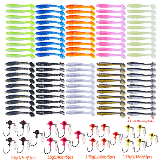 120pcs Soft Bait Set with Jig Hook Fishing Combos
