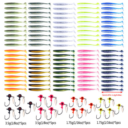 120pcs Soft Bait Set with Jig Hook Fishing Combos