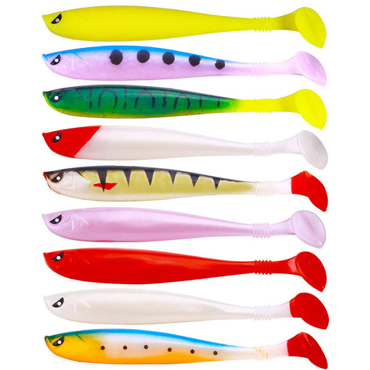 HENGJIA 9pcs 90mm 4.1g T-tail Soft Shad Lure Material Big Fishing Soft worm Bait Fishing Tackle