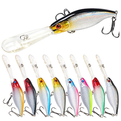 8pcs/set 4.33inch 0.32oz Long Lip Board Diving Minnow Lure