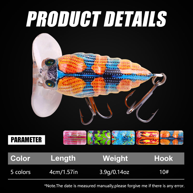 cicada ice fishing lures 4CM 3.2G Popper Lure 3D Technology Printing Hard Plastic Lures HENGJIA – Hengjia fishing gear
