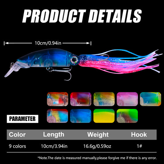 Cheap 14cm/40g Octopus Squid Fishing Lures With Treble Hook