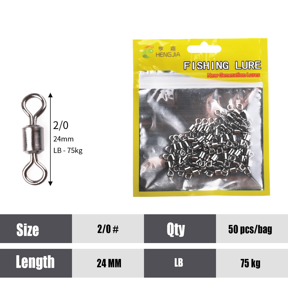 High Strength Ball Bearing Swivels,20pcs Stainless Steel Fishing Swivels  Solid Welded Ring Black Nickel High Strength Connector Barrel Swivels for