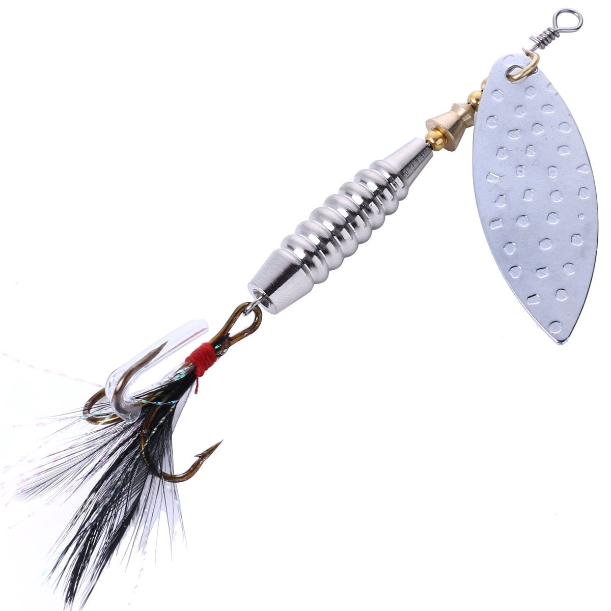 Silver-Spoon-Fishing-Lure-Feathered-Hook-Blade-Bait-HENGJIA