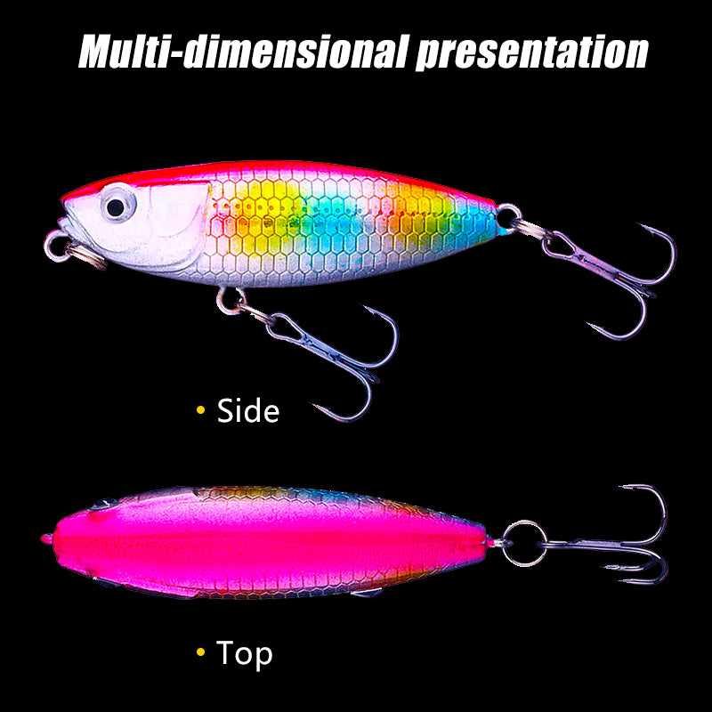 Dr.Fish Floating Lure Popper Sea Fishing Lures, 20cm Topwater Lure GT  Popper VMC Treble Hooks Floating Pencil Lure for Seabass, Pike, Perch,  Muskie