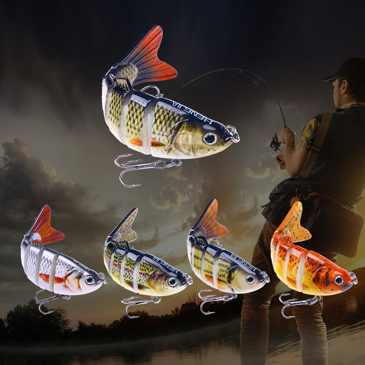 10cm 15.6g 6pcs/set Swimbait 7 Segments Jointed Fishing Lure – Hengjia  fishing gear