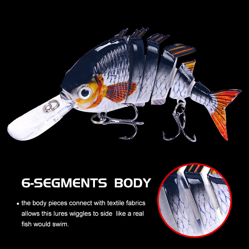 2pcs/lot Jointed Swimbait 6'' 68g Hair Tail Abs 6 Segments Fishing Lure  with Treble Hooks
