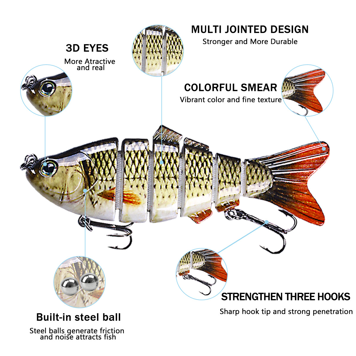 Fishing Bass Lure Multi Jointed Bait Segment Lifelike Trout HENGJIA – Hengjia fishing gear