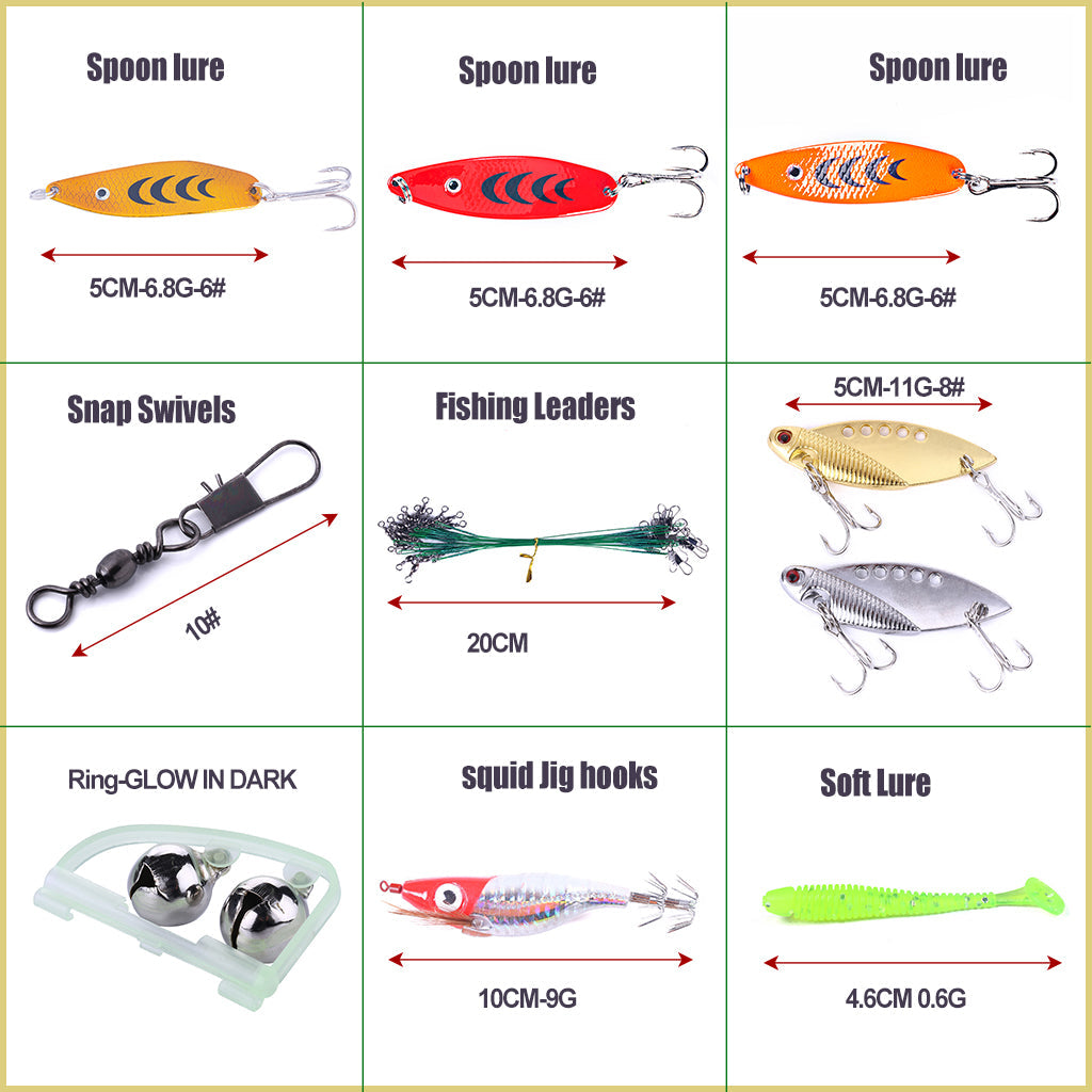 156pcs Fishing Hooks Lure Kits with Tackle Box Including Hard Bait/Soft  Bait/Popper Topwater Lure/Worm Hooks/Fishing Spoon Jigs/Lead Fishing/Barrel