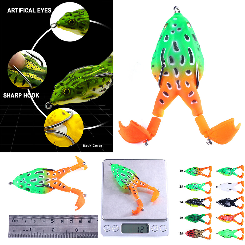 Topwater Frog Bass Lures Freshwater Double Propeller Frog Bait with Rotating Leg Bait for Bass Trout Pike Lures Lifelike Soft Silicone Fishing Lure – Hengjia fishing gear