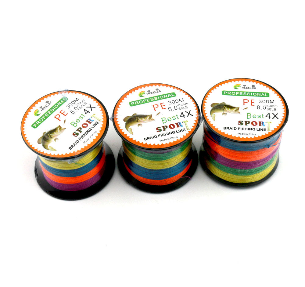   PE-4-weaves-braided-utral-strong-300M-5-colors-fishing-lines-HENGJIA