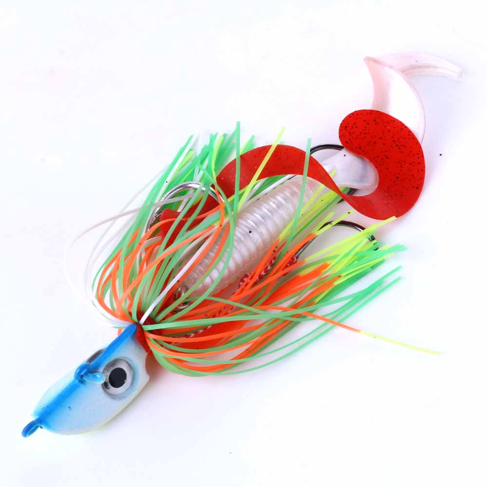 Lead-Head-Jig-Hooks-Spinnerbait-Soft-Grub-Lures-Random-Color-HENGJIA