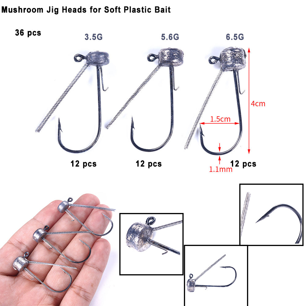 Round Metal Jig Head with Single Hook Assorted Fishing Lures